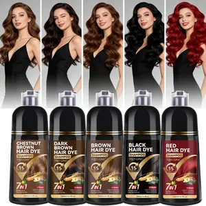 500ml 7-in-1 Hair Dye Shampoo Haircare with a natural herbal formula. Gently colors, cleanses, and conditions in one easy step, leaving hair smooth, glossy, and resilient. Available in five shades: Black, Brown, Dark Brown, Chestnut Brown, and Red！