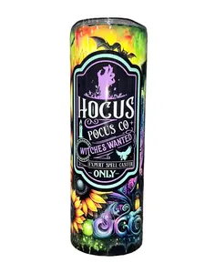 Wax Drip Hocus Pocus - Witches Wanted - 20oz oz 20 oz. 20oz. Skinny Straight Sublimation Tumbler - Amy's Tumbler Junkies - Your Favorite Tumbler Shop!