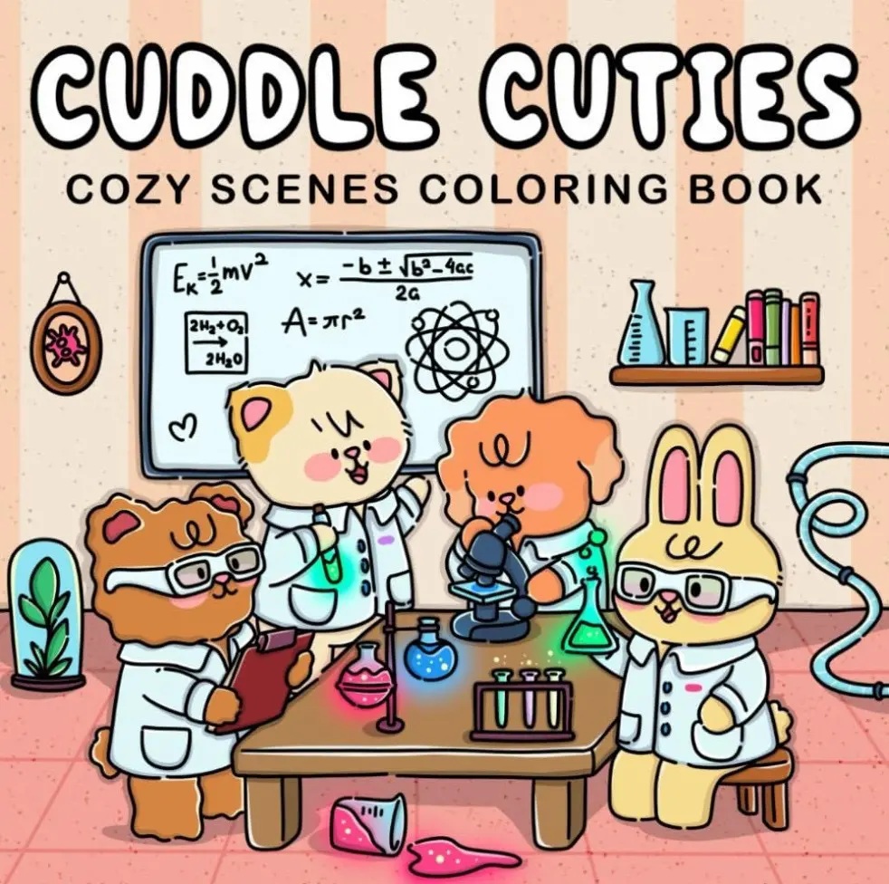 4-Color DIY Handmade Painting Coloring Book, Scratchboard Art Supplies for Adults - Cute Animal Designs, Stress Relief Toy & Hobby Kit