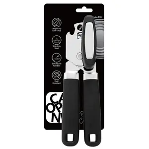 Heavy Duty Safe Edge Can Opener, Stainless Steel Manual Can Opener with Soft Non-Slip Handles, Rust Resistant Multi-Function Kitchen Tool for Cans & Bottles Portable