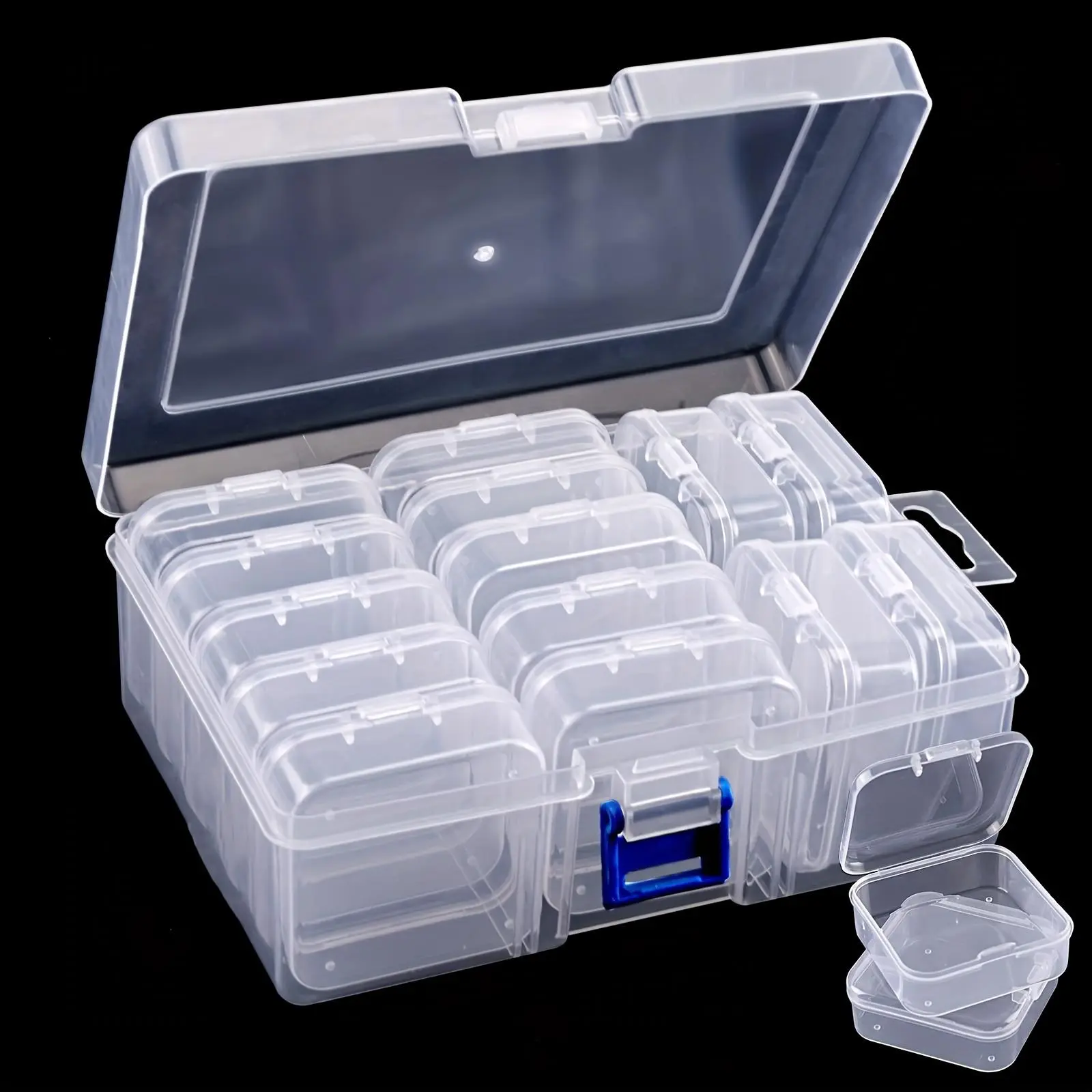 14pcs Transparent Bead Storage Box Set, Multifunctional Storage Bin, Storage Organizer Unit, Clear Plastic Craft Organizer for Earrings and Small Jewelry, Multi-Purpose Container for Art Supplies, Clear Storage Bins, Clear Containers, Art Beads Storage