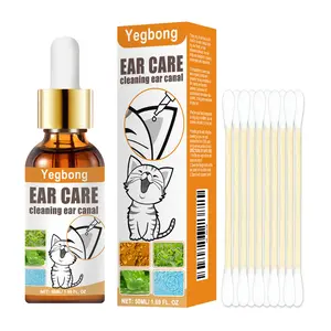 Yegbong Pet Ear Cleaner with Cotton Swabs - Effective Ear Mite Removal, Anti-itch Treatment and Ear Cleaning for Cats and Dogs. Drip into the ear to clean the ear canal and eliminate odor.