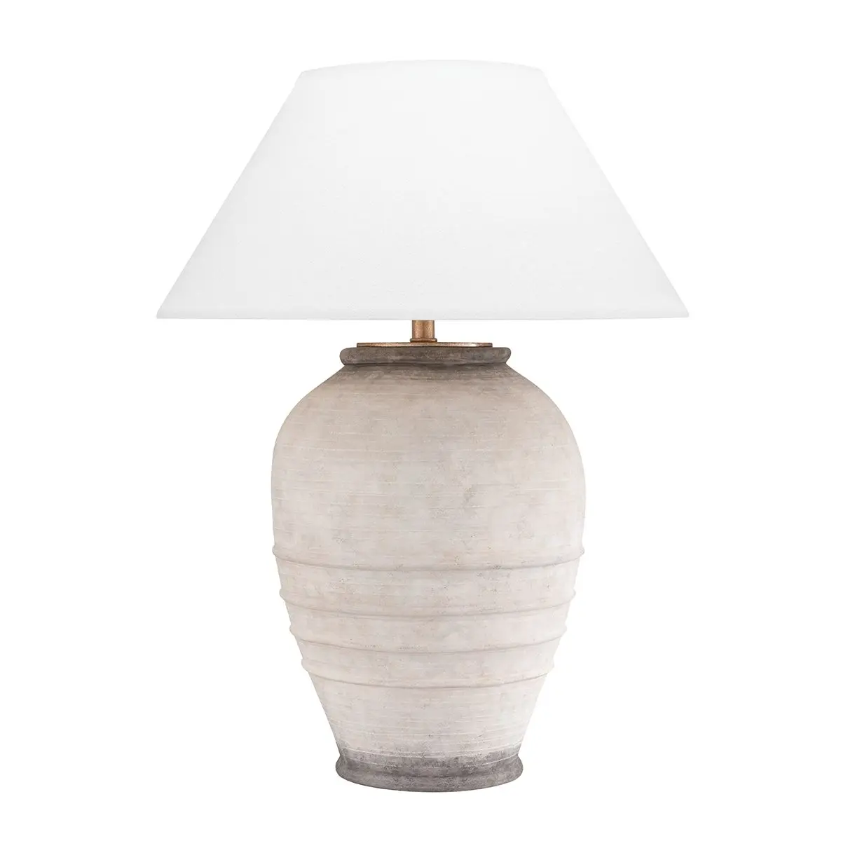 Decatur Table Lamp With Ceramic Body, Ash Finish, Gradient Effect, And White Linen Shade