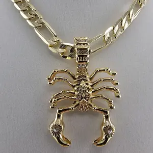 ( C14)   Escorpion with pendant and chain 8m 24inches 14 K gold Laminated