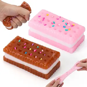 Vodolo Silicone Stress Relief Squishy,2 PCS Cookie Sticky Taba Squishy Fidget Toys Adults,Ultra-Soft Squeeze Toys,Fun Silicone Enjoy Decompression Toy,Soft and Relaxing Squeezing Toy