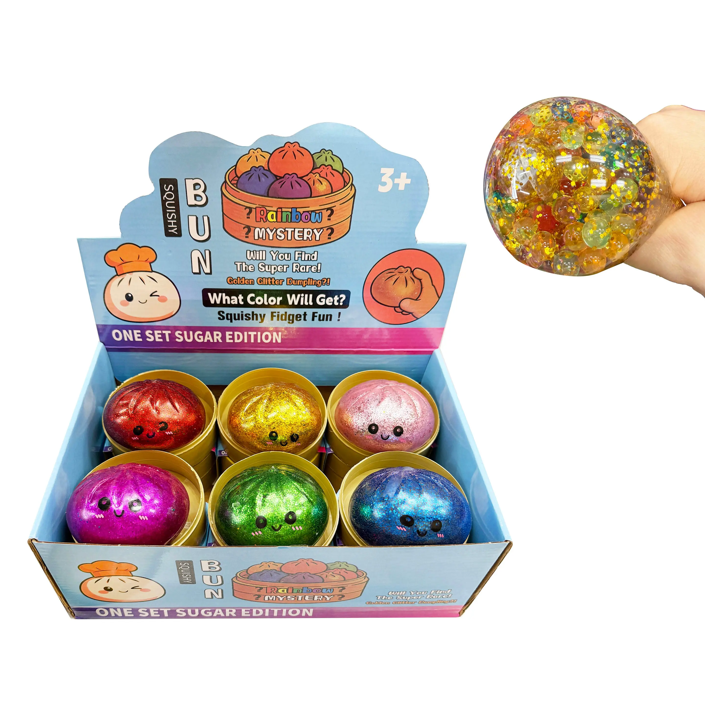Squishy Dumpling Filled with Colorful Beads & LED Light