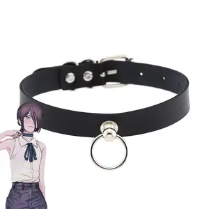 Anime Chainsaw Man Reze Cosplay Choker - PU Leather Punk Collar with Pull Ring Chain, Unisex Chain Around Neck Party Prop Necklace for Summer Vibes