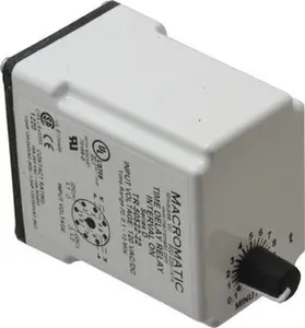 Macromatic 8 Pin, 10 min Delay, Multiple Range DPDT Time Delay Relay 10 Contact Amp, 120 VAC/VDC, Knob TR-50522-22