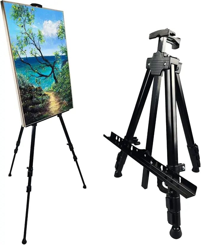 Easel Stand for Sign and Painting, 17-66 Inch Adjustable, Black Portable metal tripod easel for display stand, canvas holder, floor, poster board, wedding signs and travel use