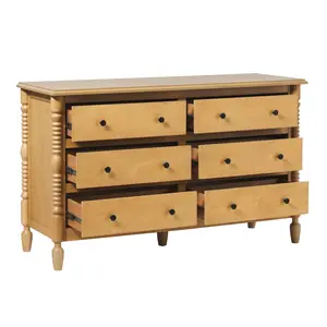Walker Edison WEVIV026D2NA1 32.88 x 20 x 54 in. Easy Assembly Solid Wood Spindle Post Queen Size Bed, Natural
