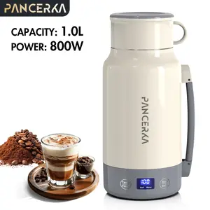 PANCERKA 33.81oz Portable Electric Kettle - 1pc Fast Boiling, Smart Temperature Control, Boil/Warm Functions, 304 Stainless Steel, Safe & Easy-Clean, Compact for Travel & for Home Use with Plug (Compatible for Tea/)