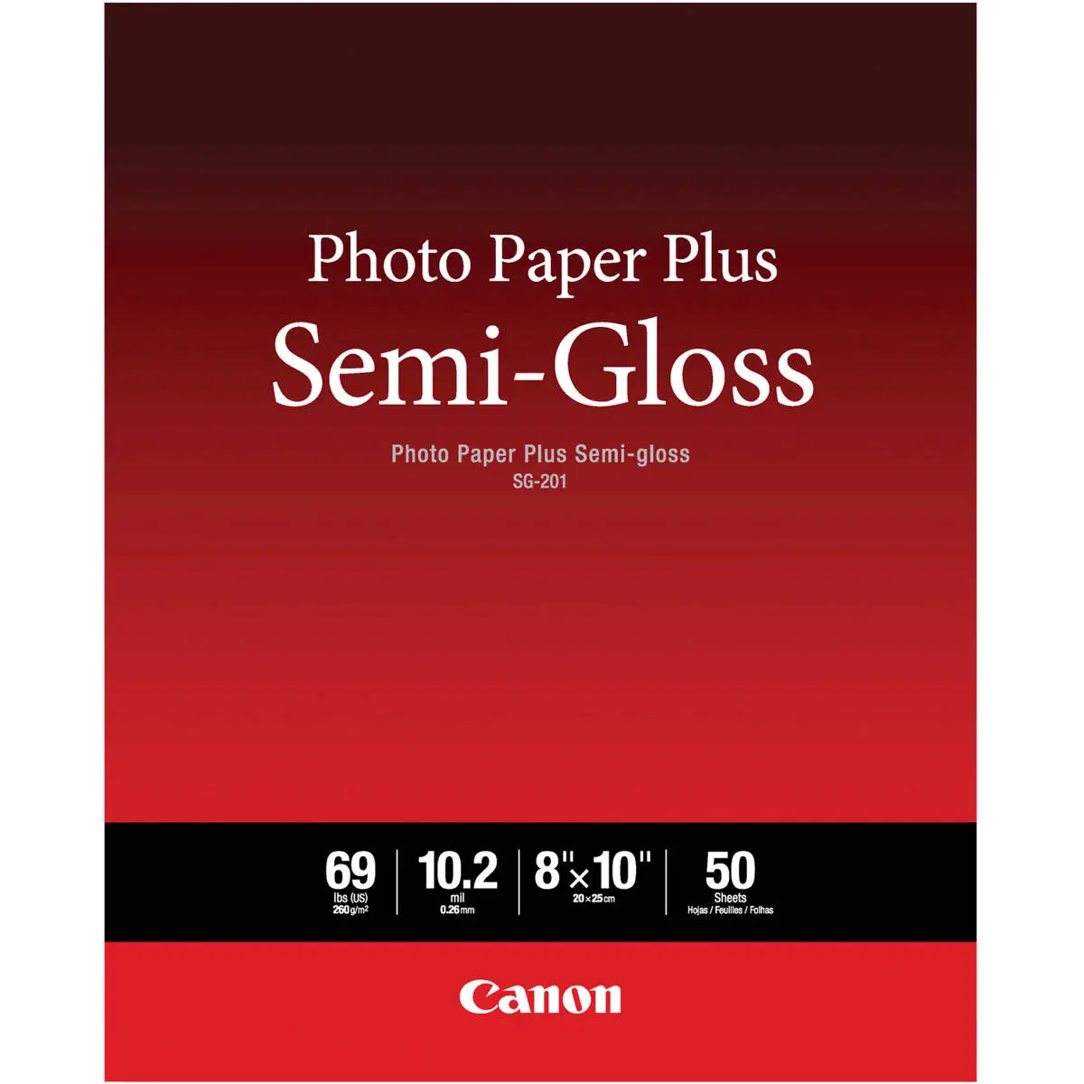Canon Photo Paper Plus Semi-Gloss SG-201 Inkjet Paper, 8x10", 50 Sheets