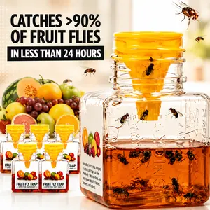 Liquid Fruit Fly Traps for Indoors, Natural Gnat Traps for House Indoor Kitchen, Bottle Bait Refill Alternative Catcher for Drain Fly Bug