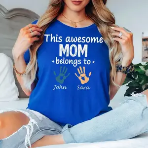 Personalized Mom Shirt With Kids Names, This Awesome Mom Belongs To Custom Names Tee, Mother Gift Tee, Custom Family T-Shirt, Mama Tee