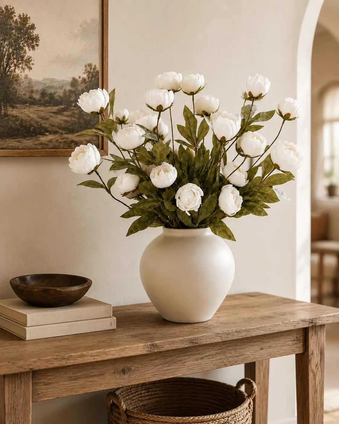 6 Stems Artificial Peony Flowers, 24 Heads, 27.9” Long Stem Faux Floral Bouquet for Home, Living Room, Entryway & Wedding Decor