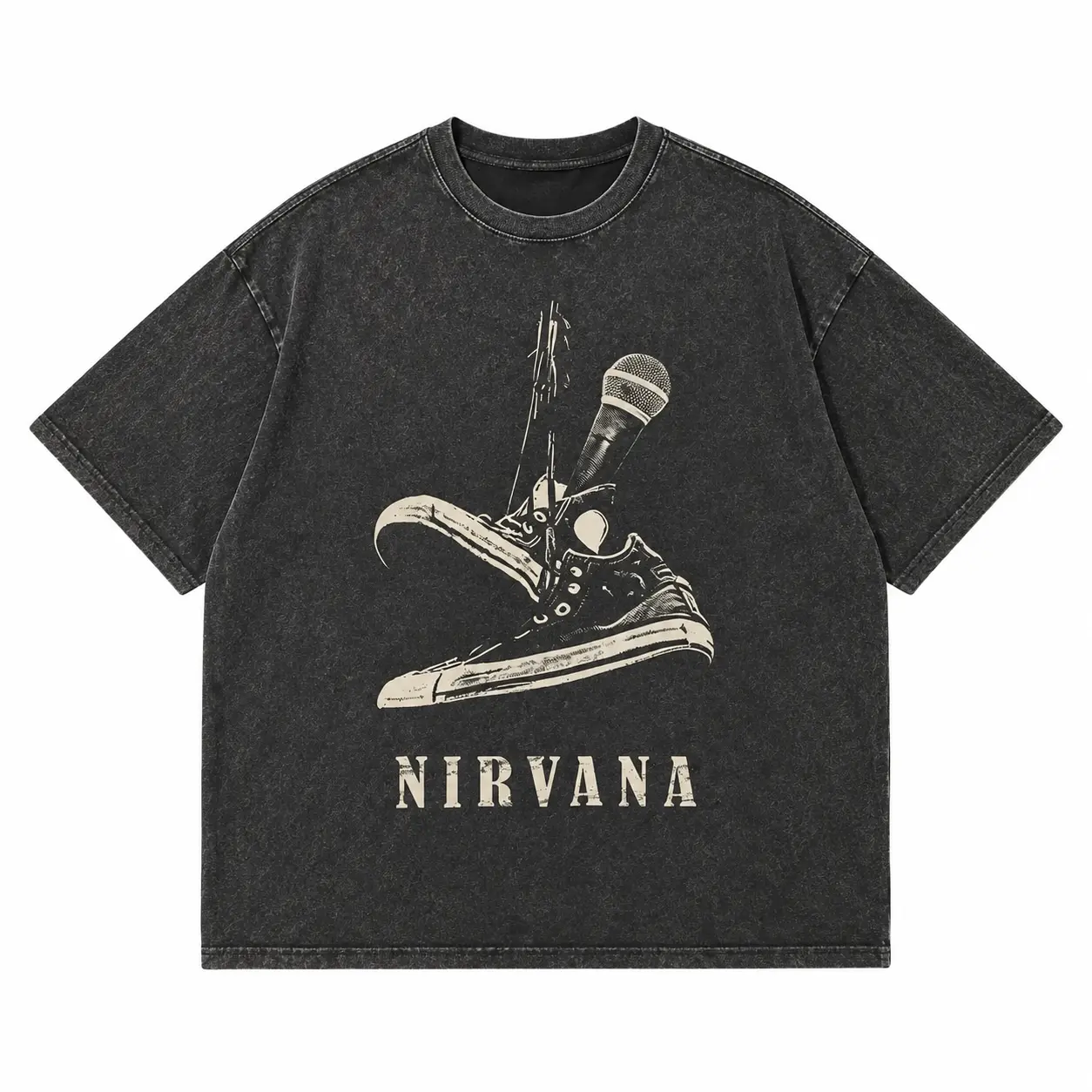 Nirvana Tee, Band Tee, 90s Rock Music Shirt, Grunge Shirt, Distressed Oversized Unisex Tee, Alternative Gift for Music Fans