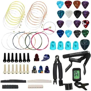 66PCS Guitar Accessories Kit, Acoustic Guitar Changing Tool, Including Acoustic Strings, Guitar Picks, Capo, String Winder & Cutter, Tuner