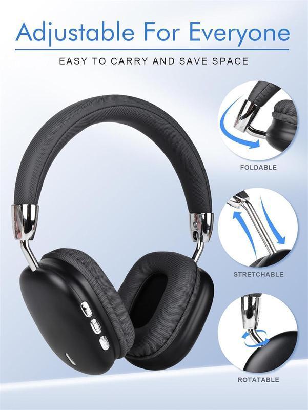 Cheeky Wireless Bluetooth Headphones, Over-Ear, Noise Cancelling, Hi-Res Audio, 48H Battery Life, Foldable, Mic for iOS/PC headphones Android Memory Headset Earbud Electronic