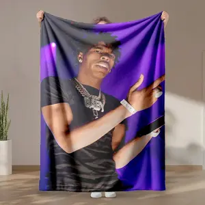 1 piece Photos of American rapper NBA YoungBoy performing on stage themed flannel blanket - Modern-style flannel blanket, suitable for sofas and beds, all-season use, super soft and comfortable, digital printing, 100% polyester material, machine