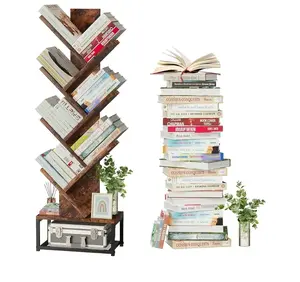 Tree Bookshelf, 7 Tier Tree Book Shelf with Storage, Floor Standing Bookshelf Organizer for CDs/Books, Bookshelf Tree for Bedroom, Living Room, Home Office