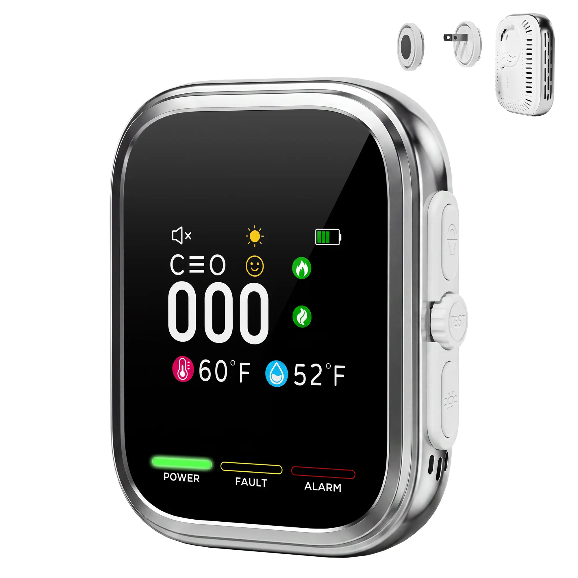 2026 Upgraded 6-in-1 Rectangular Portable Gas Alert Detector, Air Quality Temp & Humidity Monitor with HD Display, Plug-and-Play, Battery Backup for Home, RV,techvibes