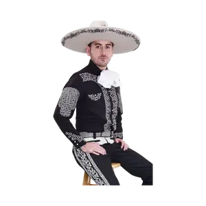 Camisas Charras Para Hombre Negro Con Blanco de Gamuza