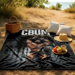 1 piece CBUM bodybuilding motivational training demonstration themed flannel blanket - Modern-style flannel blanket, suitable for sofas and beds, all-season use, super soft and comfortable, digital printing, 100% polyester material, machine