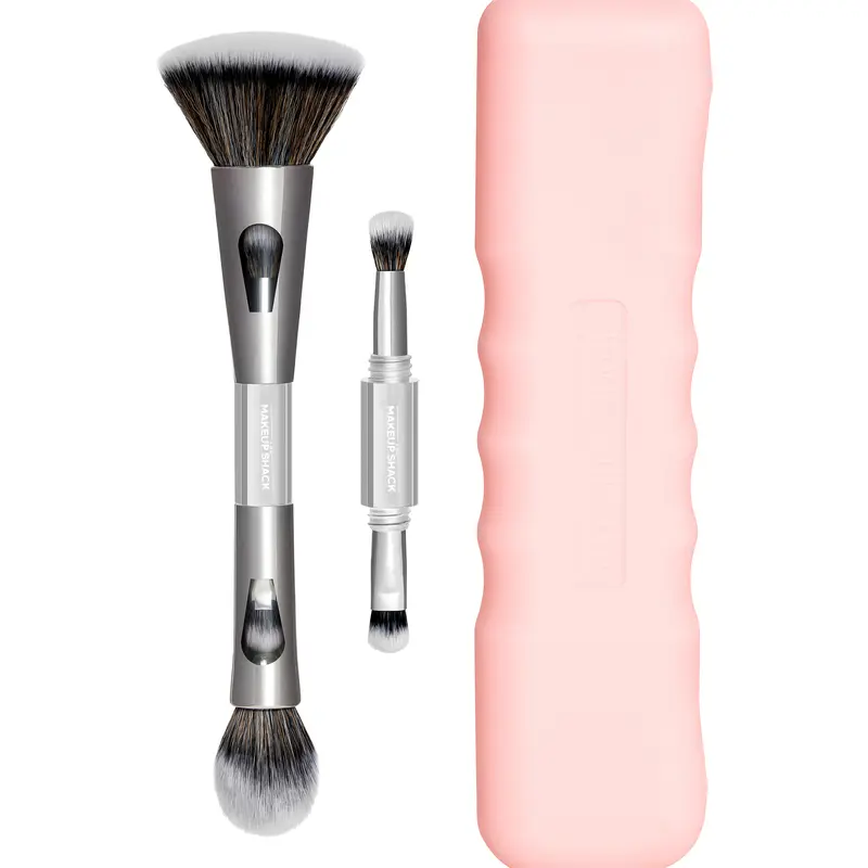 4 IN 1 Travel Makeup Brush by The Makeup Shack - Portable and Efficient