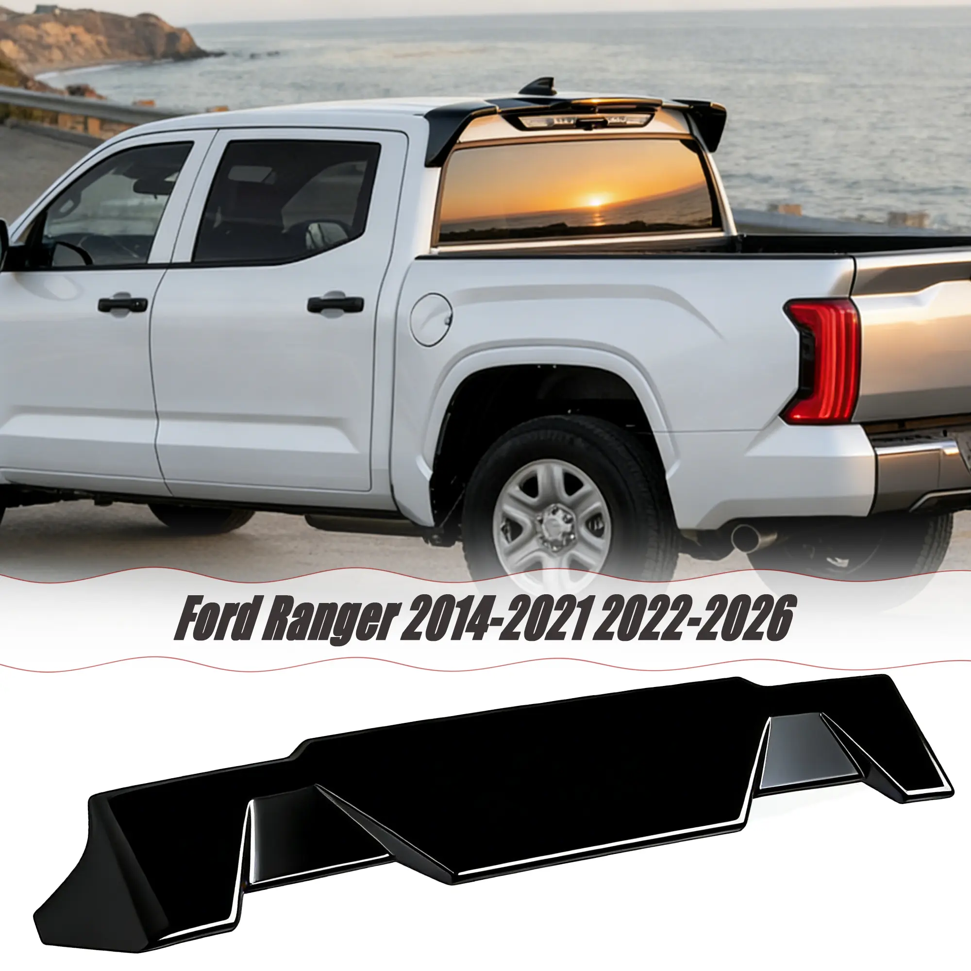 MUTUSAISI Rear Spoiler Cab Roof Wing Fit for Toyota Tundra 2014-2021, 2022-2026 Accessories All Beds and Cabs, Gloss Black Top Lip Exterior