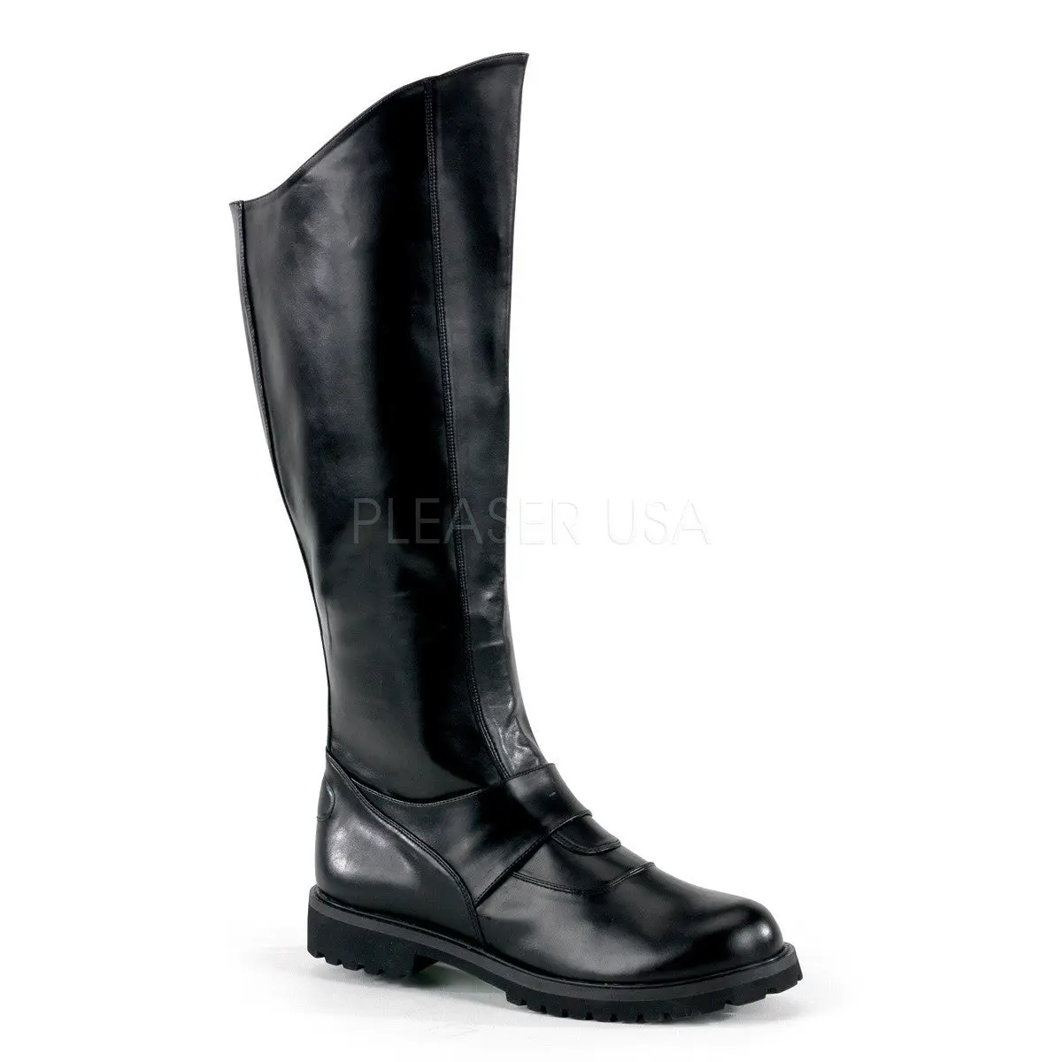 GOTHAM-100 Men's Black Closed-Toe Super Hero Boots - Polyurethane/PU Leather Footwear with Inner Zipper, Available in L (Mns 12-13), S (Mns 8-9), Shoes, Statement Shoes