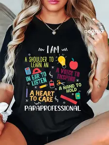 100% Cotton Heart To Care Paraprofessional Teachers Paraeducator T-Shirt