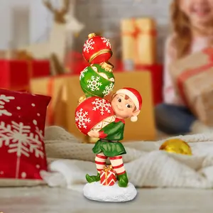 12" Indoor Color-Changing Stacked Christmas Elf Ball Ornament – Snowflake Holiday Decoration with LED Lights