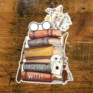 Durable Vinyl Sticker for Book Lovers, Perfect for Cars, Water Bottles, Laptops, 3-Inch Wizard Theme Sticker with Border, Ideal Gift for Readers