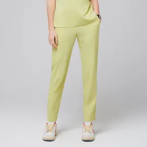 Zenir | Women's Straight Split Hem Scrub Pants - Pineapple Yellow