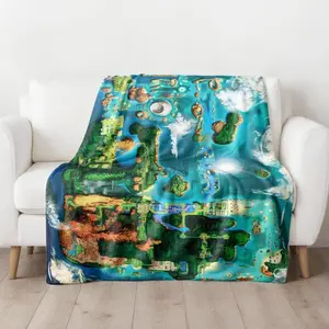 Hoenn Region Pokémon Map Velveteen Plush Blanket  Soft Funny Throw Blanket Cozy Lightweight Plush Portable Cover Blanket For Sofa,Warm Gift For Birthday,Christmas,Multiple Blanket