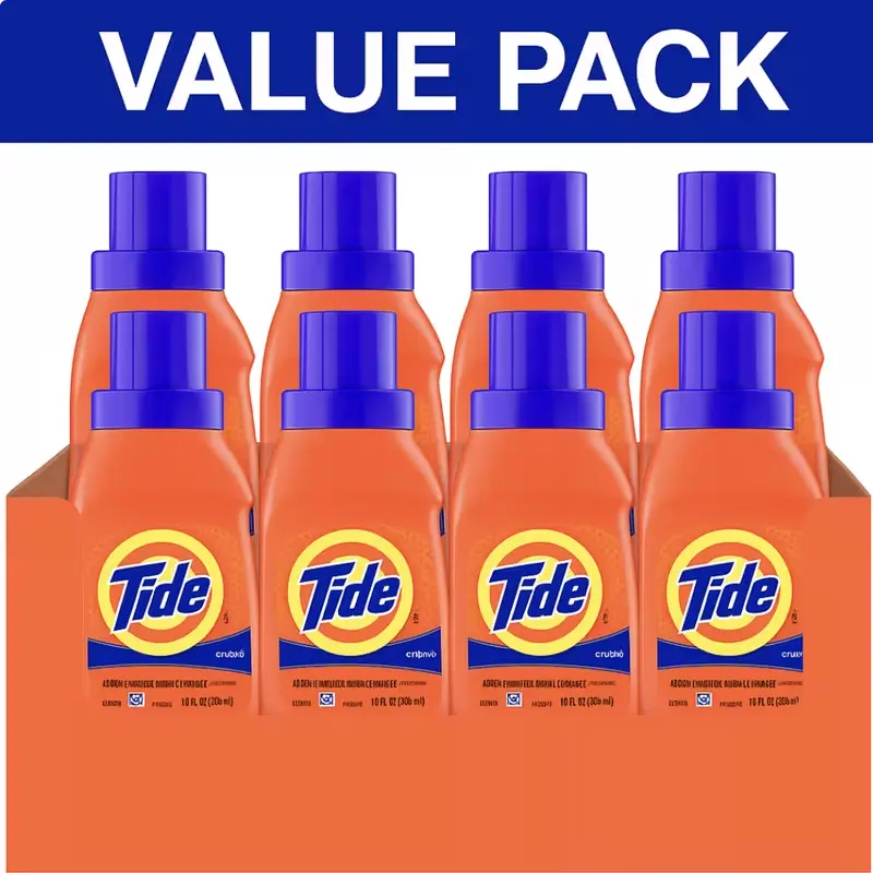 Tide Original Liquid Laundry Detergent 10 fl oz (296 ml) – 12-Bottle Value Pack Deep Clean Formula for Fresh, Bright Clothes Compact Travel Size Liquid Detergent Powerful Stain Removal