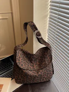 Vintage Leopard Print Tote Bag, Versatile Shoulder Crossbody Bag, Ideal for Work and Daily Use, Stylish and Practical Handbag