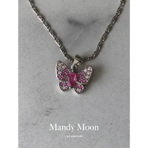 Magenta Mariposa Necklace - Silver