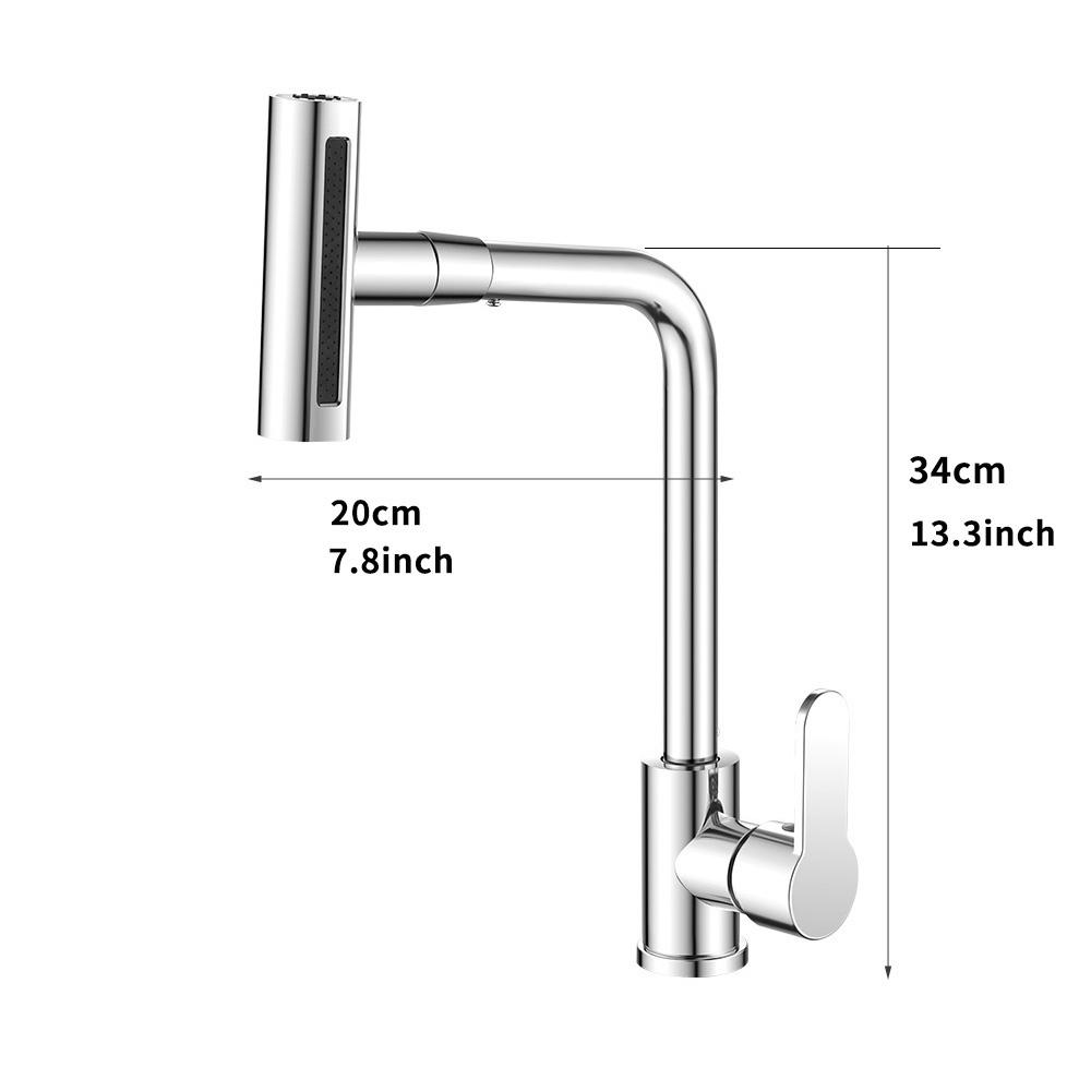Stainless Steel Kitchen Faucet with Waterfall Feature - Multi-Function, Hot & Cold Water, Rotatable Spray Head with Inlet Pipe Included, Kitchen Water Faucet