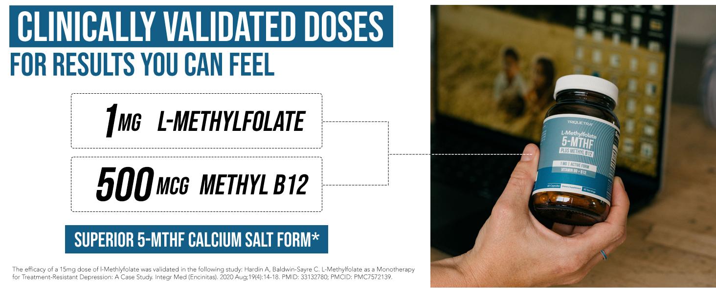 L-Methylfolate 1mg + Methyl B12 | Active 5-MTHF Form, Supports Mood, Cognition, and Methylation – 60 Capsules L-Methylfolate 1mg + Methyl B12 | Active 5-MTHF Form, Supports Mood, Cognition, and Methylation – 60 Capsules