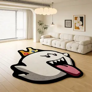 Ghost King Carpet, Fun Tongue Out Design, Gaming Enthusiast Velvet Mat, Durable Easy Clean Non-Slip, Esports Room Bedroom Living Room Decor, Gaming Area Rug