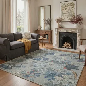 【Summervibes】GENIMO Soft Area Rug – Non-Slip, Pet Friendly, Machine Washable Floor Rug, Home Carpet Perfect for Living Room, Bedroom, Kitchen, Hallway Decor ,ARF1379-LEAF