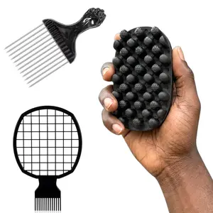 4Pcs Freeform Twists Styling Kit - 2-Sided Curling Brush, Nylon Bristles Metal Brush, Hair Pick, Twist Comb - High-Quality Natural Hair Tool