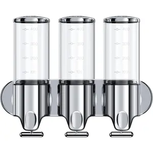3 in 1 Chamber Wall Mounted BathroomShower Pump Dispenser,Dispensers for The Shower,Shampoo and Conditioner Dispenser,Shower Dispenser 3 Chamber no Drill
