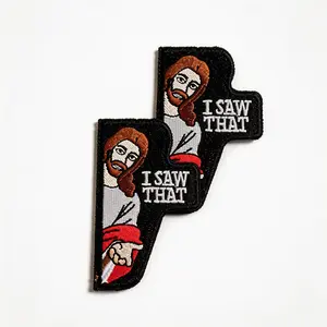 2PCS Funny Humor “I Saw That” Patch 😂 Velcro Patch – Jesus Embroidered Badge for Backpack, Hat, Jacket & Gear