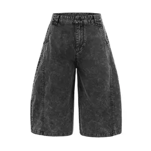 Inflation 100%Catton Washed Vintage Black Denim Bermuda Shorts Baggy 2026 Spring Summer New Men Oversized Wide Leg Streetwear Y2K tiktokshopspringglowup