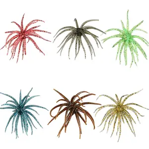 DeepJaw Outfitters 4Pc sea urchin bait, sea bass fishing bait, floating TPR swimming bait with reflective stars, tentacle biomimetic bait, sea urchin soft plastic bait, crooked mouth/owl fishing group and fine fishing method, slow sinking type