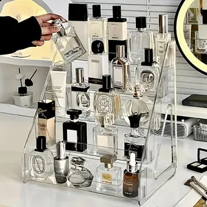 5-Tier Perfume and Cosmetic Storage Box - Tiered shelf storage box, suitable for dressing tables and bathroom countertops - Freestanding cosmetic display rack, space-saving design, holds perfumes, essential oils, and skincare products. Perfume storage box