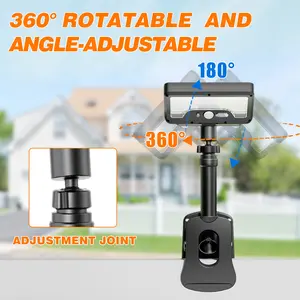 Outdoor solar garden and street clip on lights are easy to install - suitable for various racks and fences, 360 ° rotatable and adjustable, 1500mAh high battery life, IP65 waterproof deck, drainage ditch, camping safety lights