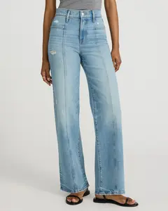Express High Waisted Light Wash Seamed Wide Leg Jeans